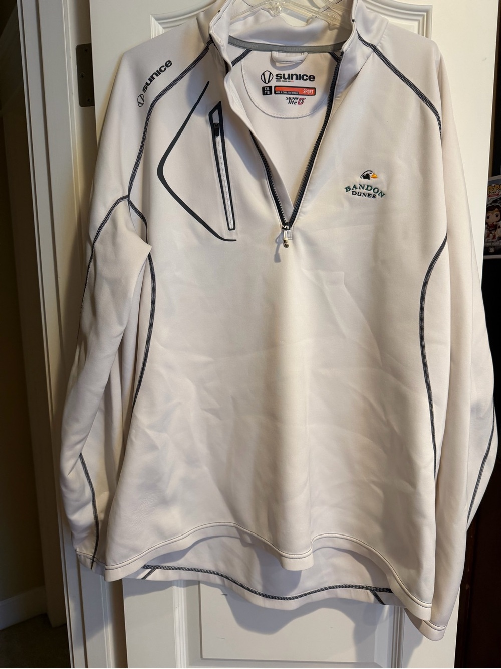 Sunice White Sport Performance Zip Mock Neck Pullover